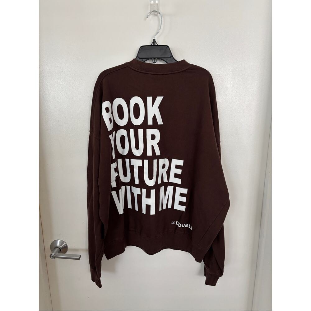 LA DOUBLE J Chocolate Brown "Book Your Future with Me" Off Court Sweatshirt - Picture 8 of 8